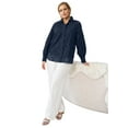 thumbnail image 1 of Ellos Plus Size Eyelet Button Front Shirt With Blouson Sleeves, 1 of 5