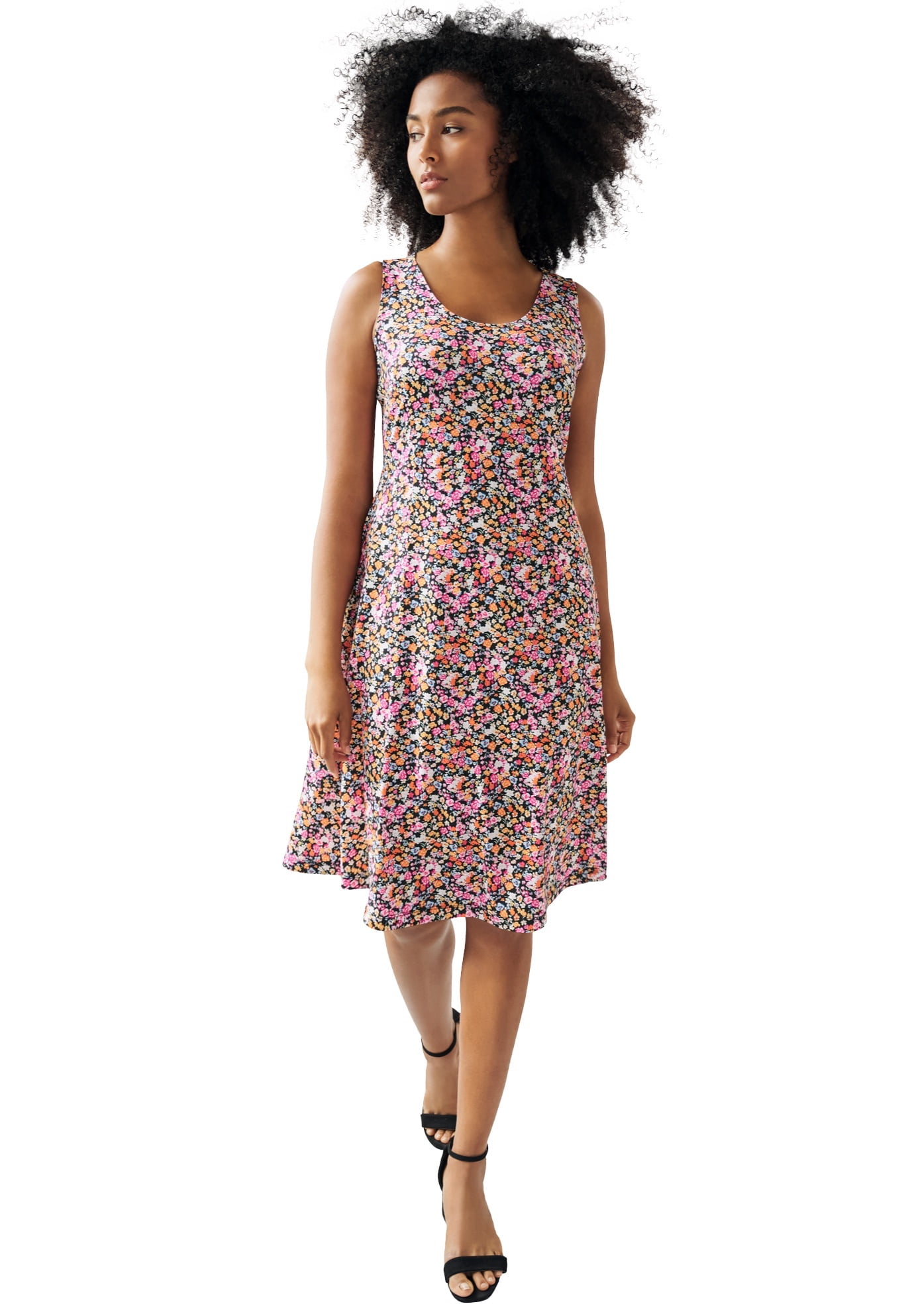 ellos Women's Plus Size Fit And Flare Knit Dress - 4X, Black Ditsy Floral - Walmart Business Supplies ellos Women's Plus Size Fit And Flare Knit Dress - 4X, Black Ditsy Floral - Walmart Business Supplies
