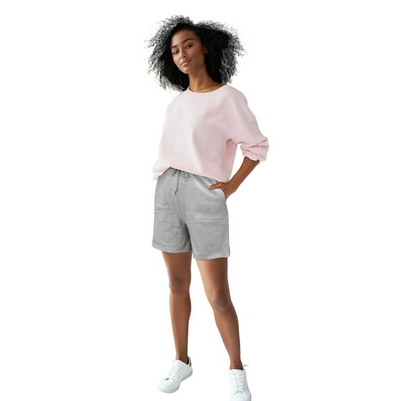 ellos Women's Plus Size Fleece Shorts With Drawstring Waist