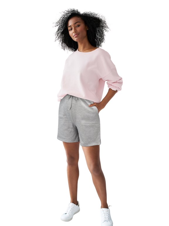 Women's Plus Size Fleece Shorts With Drawstring Waist