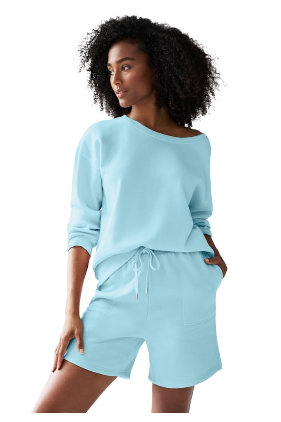 Women's Plus Size Fleece Shorts With Drawstring Waist