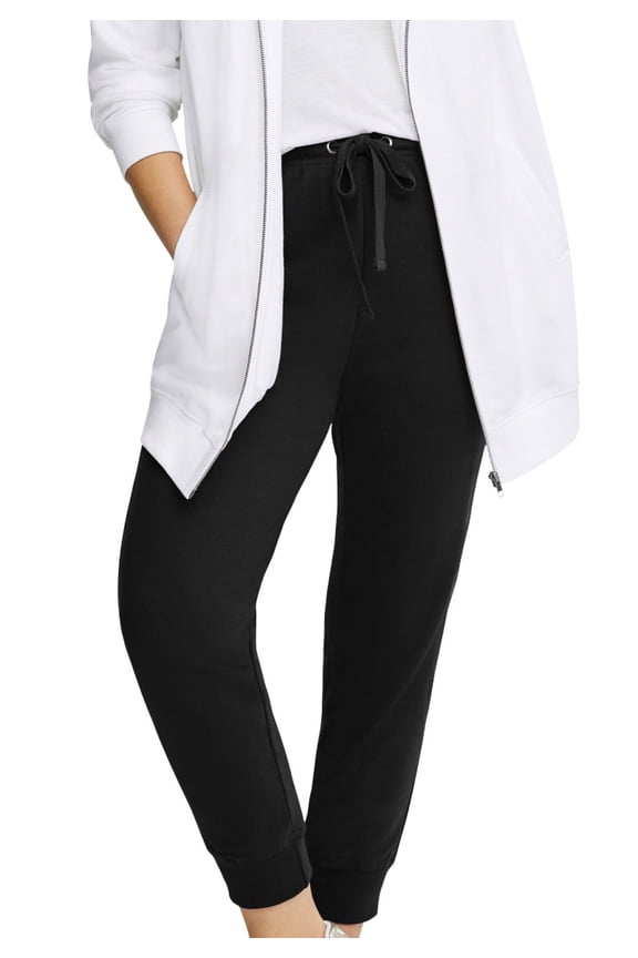 Women's Plus Size French Terry Drawstring Sweatpants - L, Black