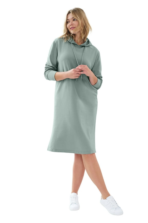 Women's Plus Size French Terry Hooded Sweatshirt Dress