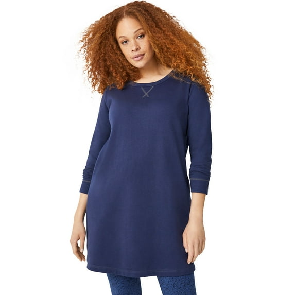 ellos Women's Plus Size French Terry Tunic Dress - 5X, Navy