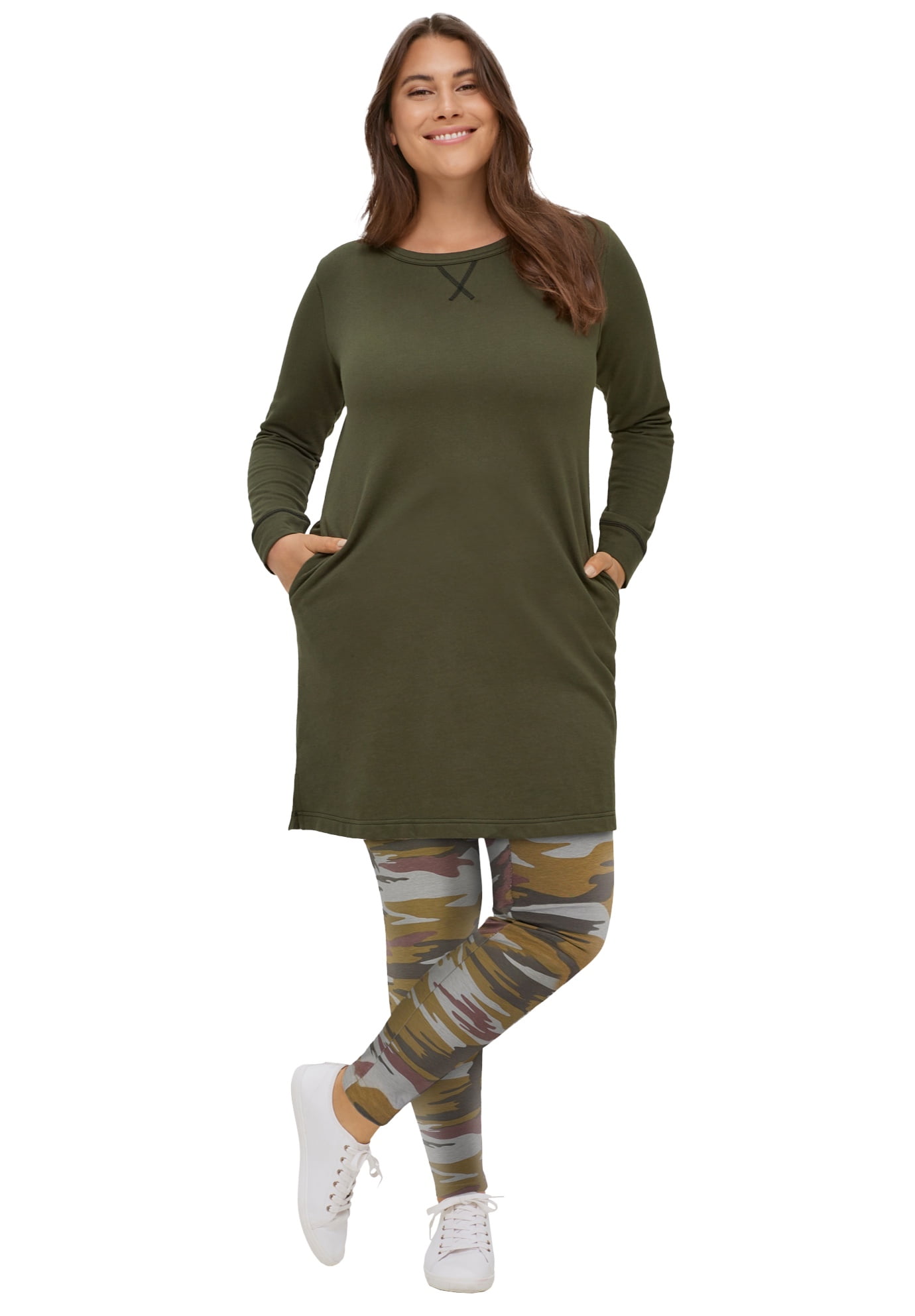 olive green dress with leggings Olive Sweater/Dress Legging Set – MiMi-Michelle Boutique main image 1
