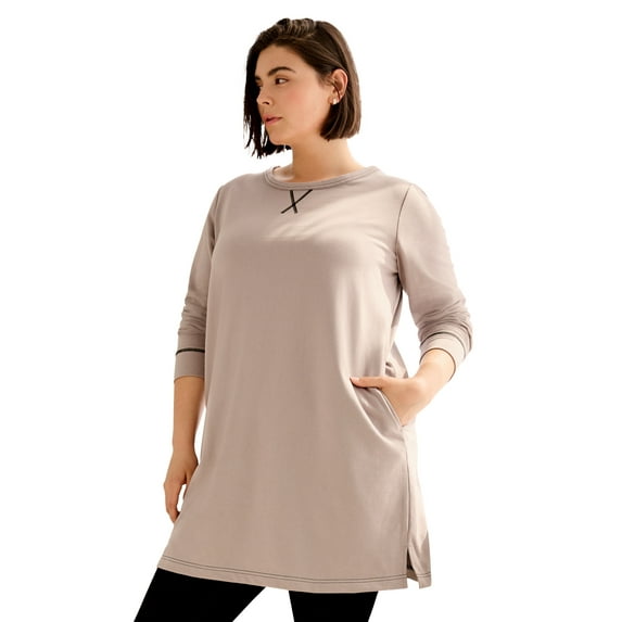 ellos Women's Plus Size French Terry Tunic Dress