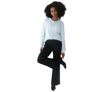 ellos Women's Plus Size Front-Seam Wide Leg Knit Pant