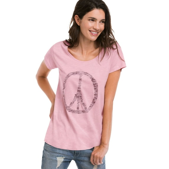 ellos Women's Plus Size Graphic Scoop Neck Tee - 22/24, Mauve Orchid Peace