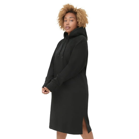 ellos Women's Plus Size Hooded Sweatshirt Dress - 30/32, Black