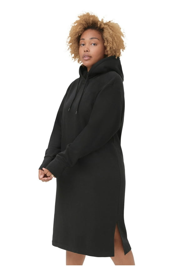 Women's Plus Size Hooded Sweatshirt Dress - 30/32, Black