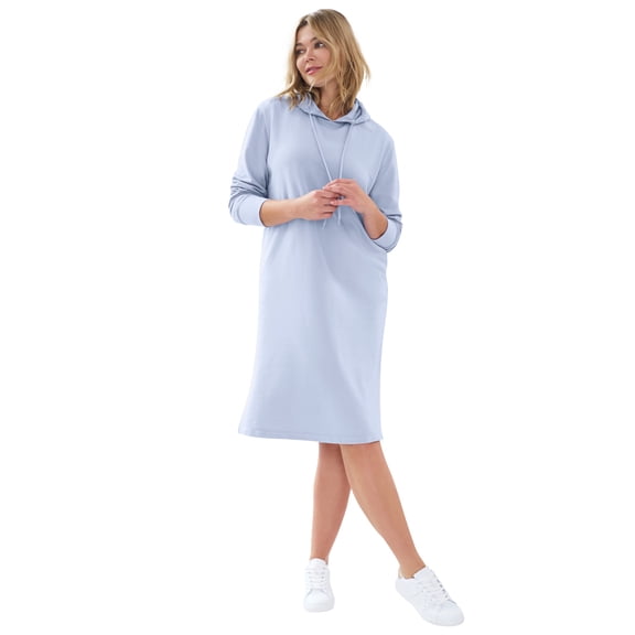 ellos Women's Plus Size French Terry Hooded Sweatshirt Dress