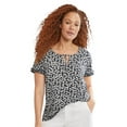 thumbnail image 1 of ellos Women's Plus Size Keyhole Tee - 34/36, Black White Print, 1 of 4