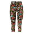 thumbnail image 1 of ellos Women's Plus Size Knit Capri Leggings - 26/28, Black Multi Floral Print, 1 of 5