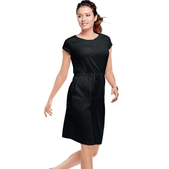 ellos Women's Plus Size Knit Drawstring Dress - 22/24, Black