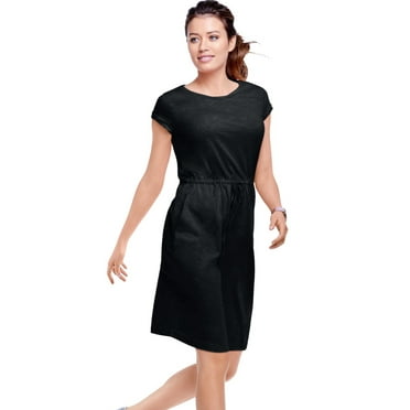 ellos Women's Plus Size Knit Drawstring Dress - 26/28, Black