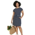 thumbnail image 1 of ellos Women's Plus Size Knit Drawstring Dress - 30/32, Navy White Stripe, 1 of 6