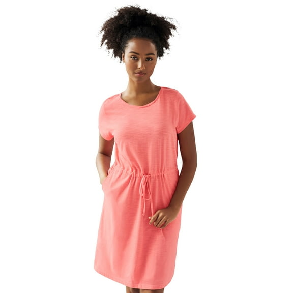 ellos Women's Plus Size Knit Drawstring Dress - 34/36, Sweet Coral