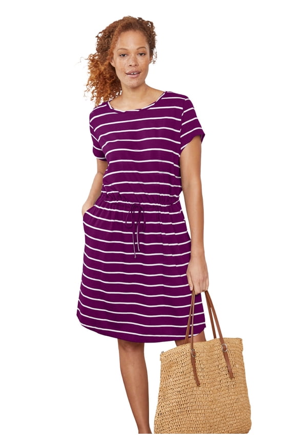 Women's Plus Size Knit Drawstring Dress