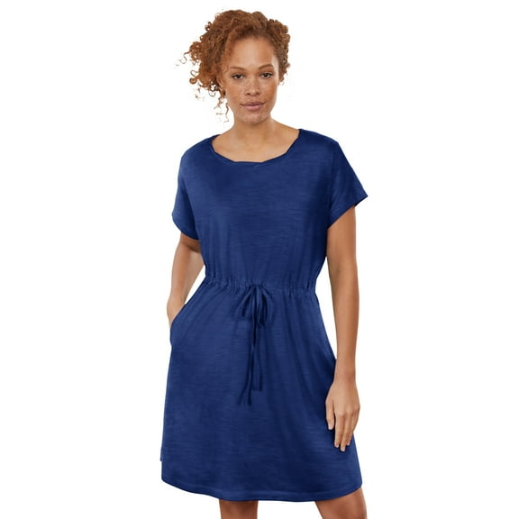 ellos Women's Plus Size Knit Drawstring Dress