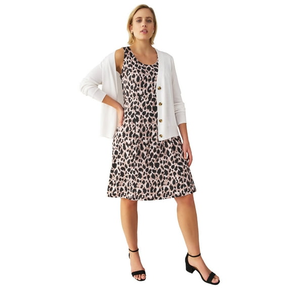 ellos Women's Plus Size Knit Fit And Flare Knit Dress