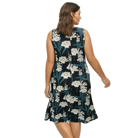 ellos Women's Plus Size Knit Fit And Flare Knit Dress