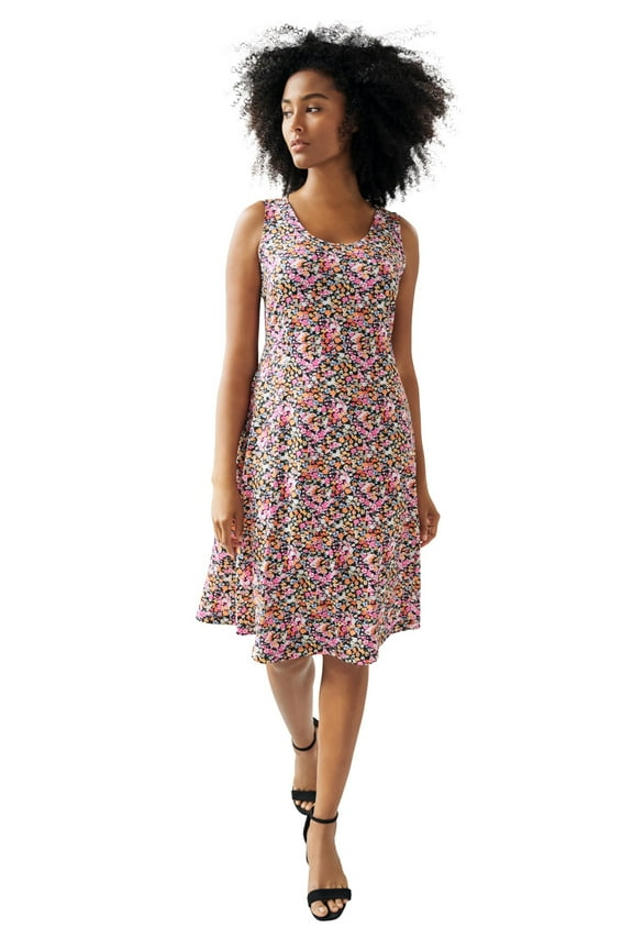 Women's Plus Size Knit Fit And Flare Knit Dress