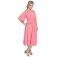 thumbnail image 1 of ellos Women's Plus Size Knit Midi Dress With Surplice Neckline & Waist Tie - 34/36, Light Strawberry, 1 of 2