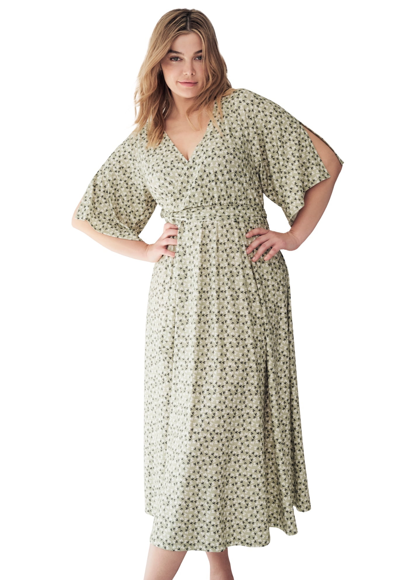 Women Clothing Dress Plus Size Autumn Style Knitted Loose Version Mid-Length Dresses