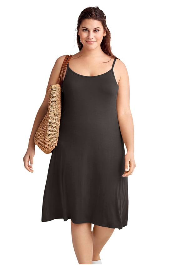 Women's Plus Size Knit Tank Dress - 3X, Black