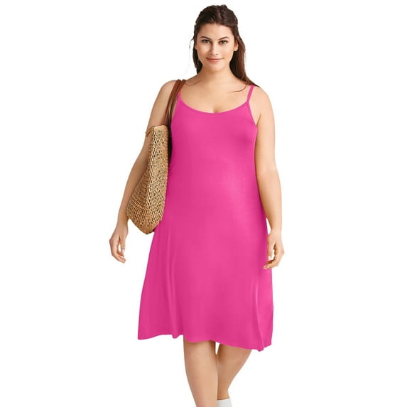 ellos Women's Plus Size Knit Tank Dress - 4X, Tropical Raspberry