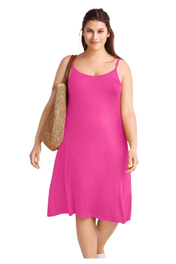 Women's Plus Size Knit Tank Dress - 4X, Tropical Raspberry