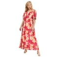 thumbnail image 1 of ellos Women's Plus Size Knit Tie-Back Maxi Dress - 14/16, Pink Multi Floral, 1 of 4