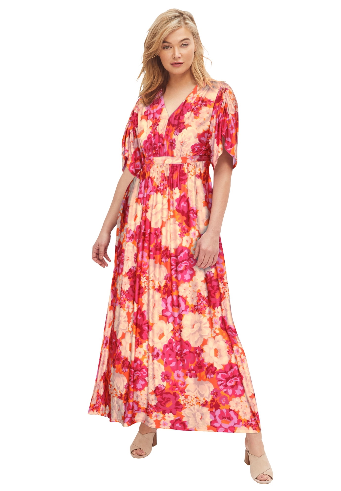 ellos Women's Plus Size Knit Tie-Back Maxi Dress - 30/32, Pink Multi Floral - Walmart.com ellos Women's Plus Size Knit Tie-Back Maxi Dress - 30/32, Pink Multi Floral - Walmart.com