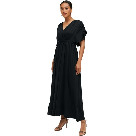 ellos Women's Plus Size Knit Tie-Back Maxi Dress - 38/40, Black