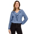 thumbnail image 1 of Ellos Plus Size Stretch Textured Knit V-Neck Ruffle Front Top, 1 of 2