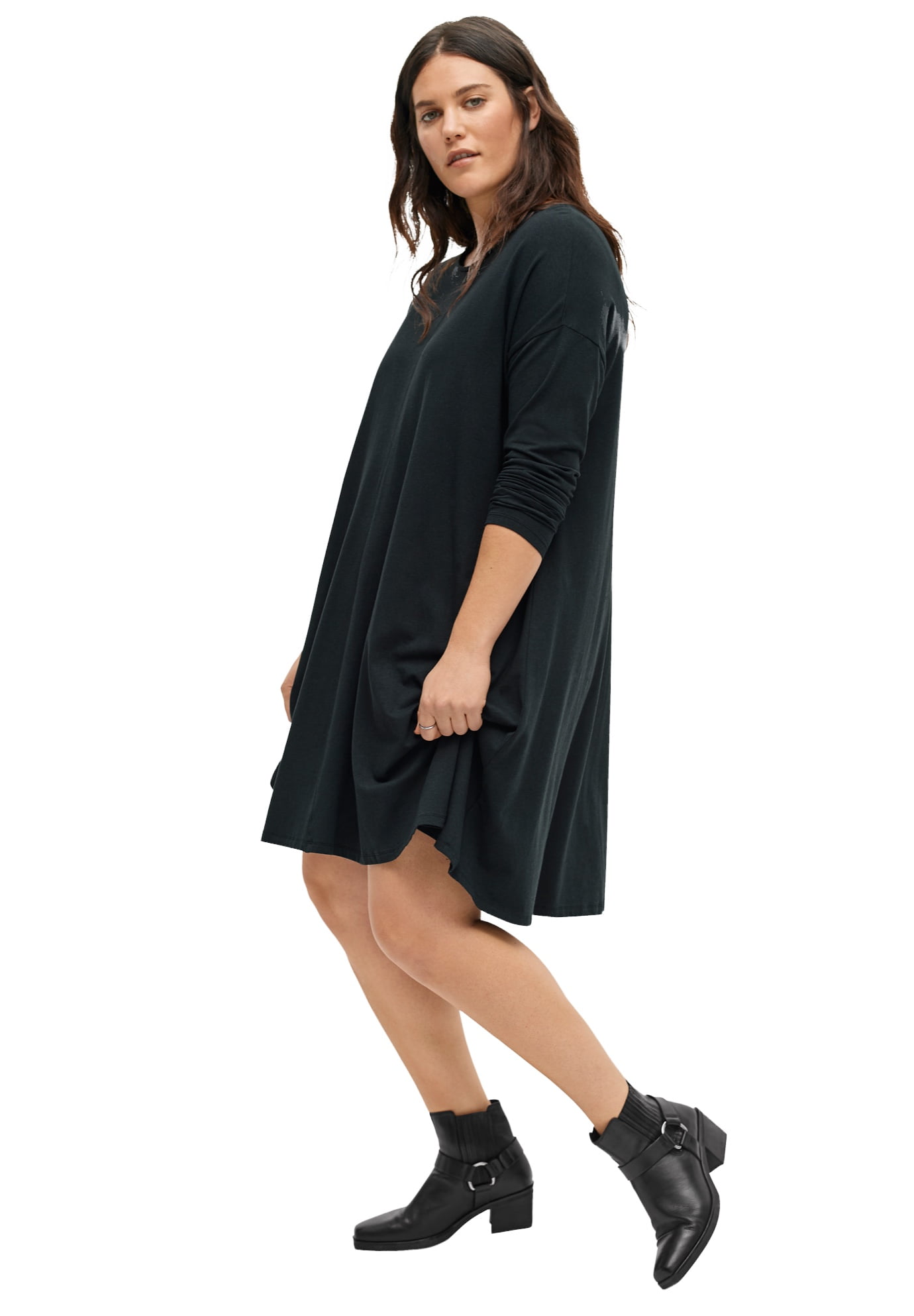 ellos Women's Plus Size Knit Trapeze Dress - 14/16, Black - Walmart.com ellos Women's Plus Size Knit Trapeze Dress - 14/16, Black - Walmart.com