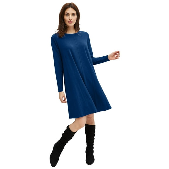 ellos Women's Plus Size Knit Trapeze Dress - 14/16, Evening Blue