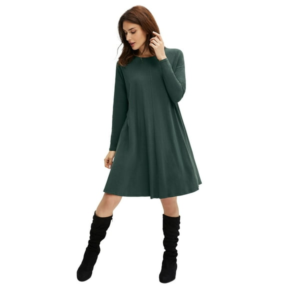 ellos Women's Plus Size Knit Trapeze Dress - 18/20, Deep Emerald
