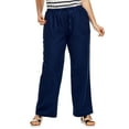 thumbnail image 1 of ellos Women's Plus Size Linen Blend Drawstring Pants - 24, Navy, 1 of 5
