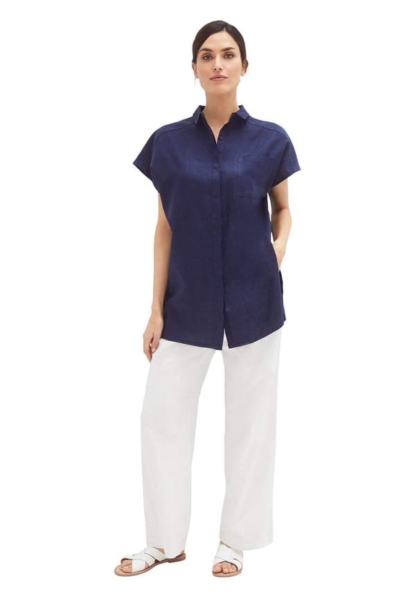 Women's Plus Size Linen Blend Drawstring Pants - 24, White