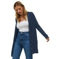 thumbnail image 1 of ellos Women's Plus Size Long Boyfriend Cardigan With Tortoise Buttons - 34/36, Navy, 1 of 4