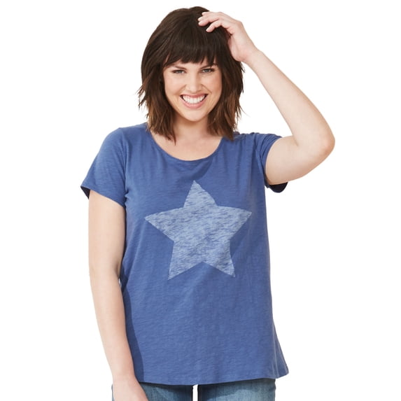 ellos Women's Plus Size Love Graphic Tee - 2X, Royal Navy Star
