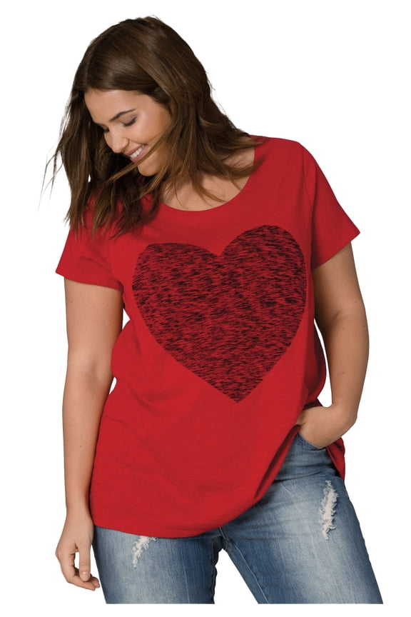 Women's Plus Size Love Graphic Tee - 5X, Classic Red Heart