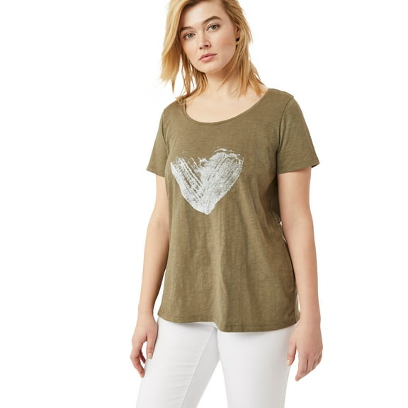 ellos Women's Plus Size Love Graphic Tee - L, Burnt Olive Heart
