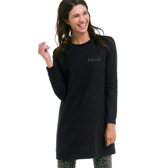 ellos Women's Plus Size Love Tunic Sweatshirt - 22/24, Black