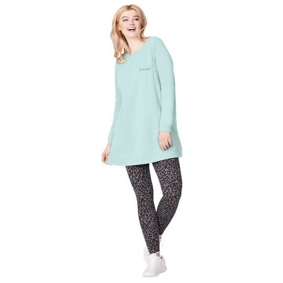 ellos Women's Plus Size Love Tunic Sweatshirt - 22/24, Seamist
