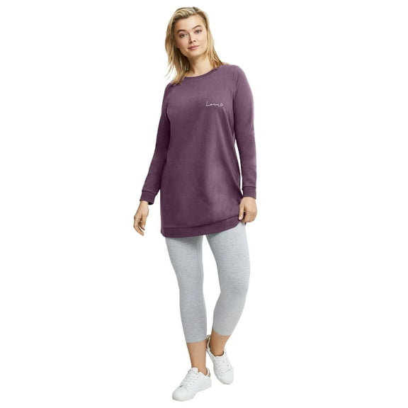 ellos Women's Plus Size Love Tunic Sweatshirt - 26/28, Dusty Purple