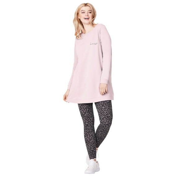ellos Women's Plus Size Love Tunic Sweatshirt - 38/40, Misty Rose