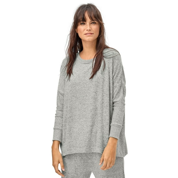 ellos Women's Plus Size Marled Boxy Lounge Top - 18/20, Marled Grey
