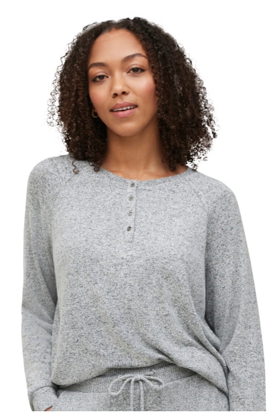 Women's Plus Size Marled Henley Lounge Top - 18/20, Marled Grey